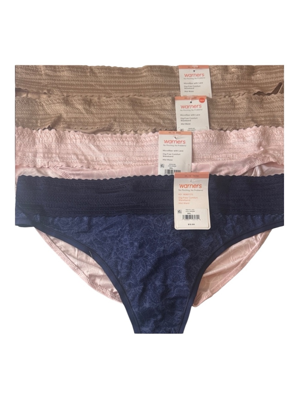 Warners Assortment of Panties - 4 Pairs. Size XXXL / 3XL / 10